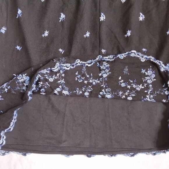 Classics by Eileen West Skirt Black Blue Floral Whimsigoth Fairy Goth Womens 10 - Picture 9 of 9